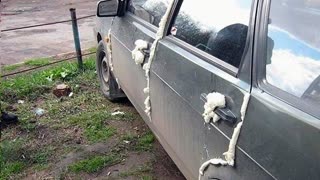 ЧТО ДЕЛАТЬ ? Двери на машине ЗАПЕНИЛИ монтажной пеной!